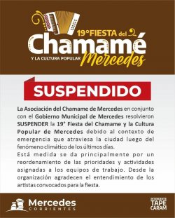 Mercedes suspende la 19° Fiesta del Chamame