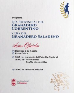 Saladas será sede central del primer Día Provincial del Granadero Correntino