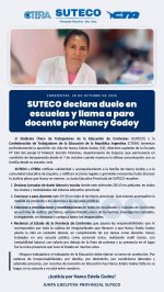 SUTECO declaró jornadas de duelo y convocó a un paro docente por Nancy Godoy